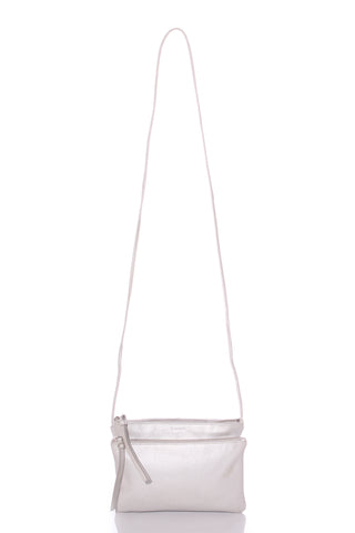 BRIARWOOD - Floral lined silver leather crossbody bag!