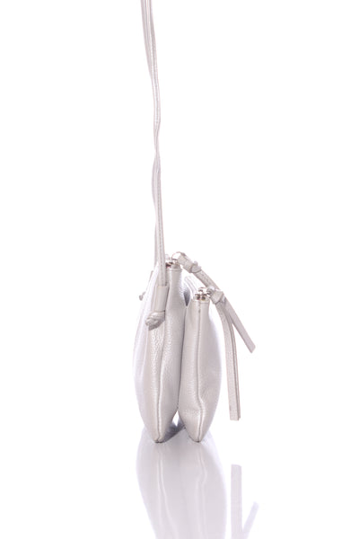BRIARWOOD - Floral lined silver leather crossbody bag!