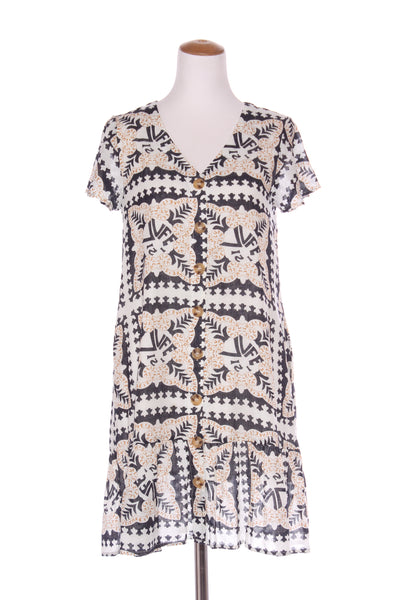 FRANKIE AND CO (LN) 'V' neck printed cotton dress! 8-10
