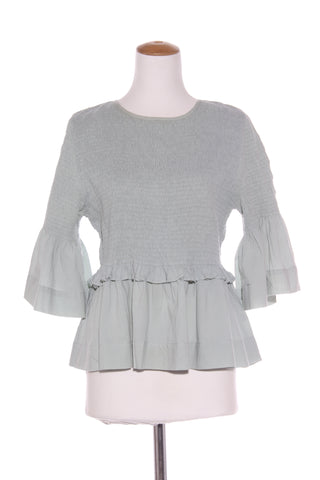 BLAK LUXE - Shirred cotton peplum top - Sage! 16