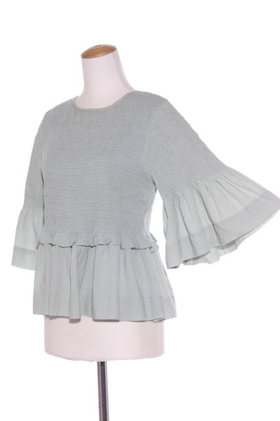 BLAK LUXE - Shirred cotton peplum top - Sage! 16