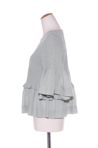 BLAK LUXE - Shirred cotton peplum top - Sage! 16