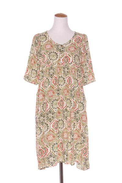 BOSSY B - Rayon green/red print dress! 10-12