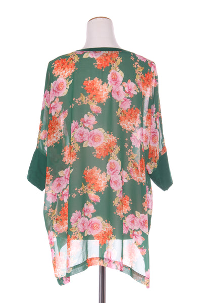 GLOSS - Green floral chiffon top! 10-14