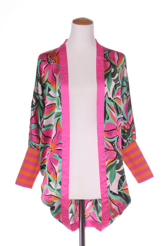 CHARLO - Tropical print rib cuff kimono cardi! 8-12