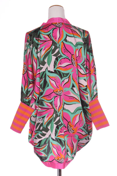 CHARLO - Tropical print rib cuff kimono cardi! 8-14