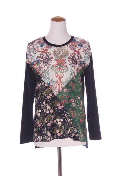 KETZ-KE - Navy floral patchwork L/S tee! 10-12