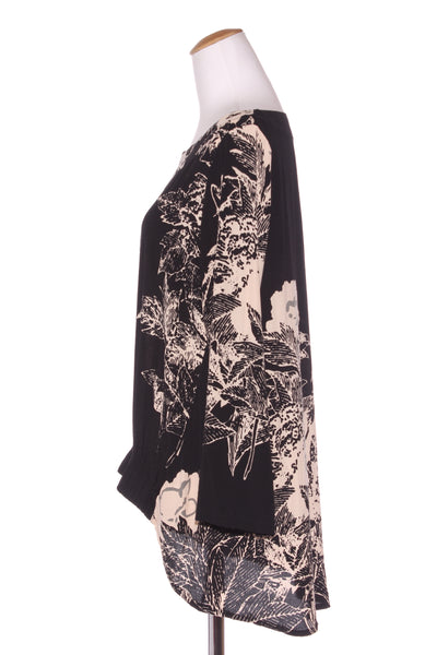 MEGAN SALMON "Salon print" elasticated hem top! 12