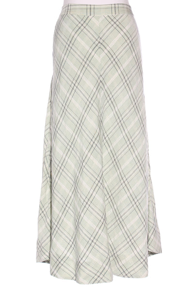 POL - Linen blend A line green plaid skirt! 14