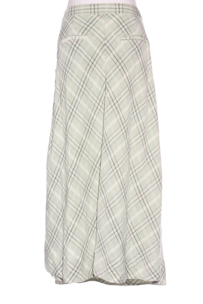 POL - Linen blend A line green plaid skirt! 14