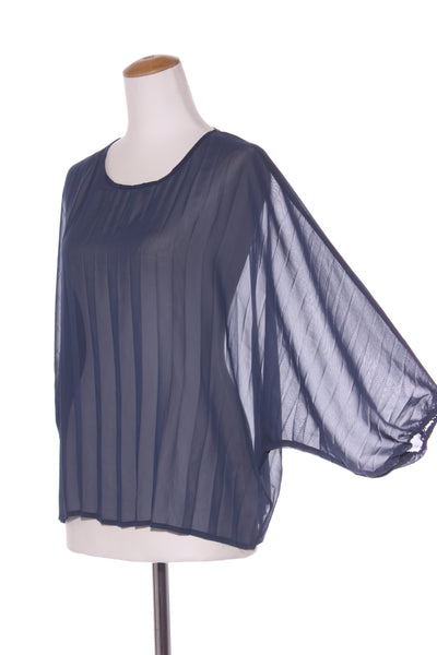 ET ALIA - Petrol blue pleat chiffon top! 12-14