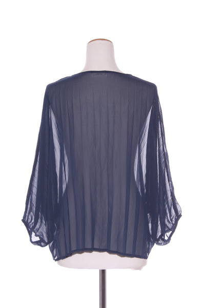 ET ALIA - Petrol blue pleat chiffon top! 12-14