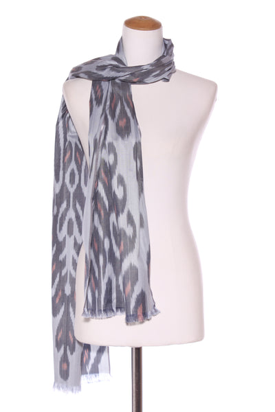 Ikat print raw silk scarf