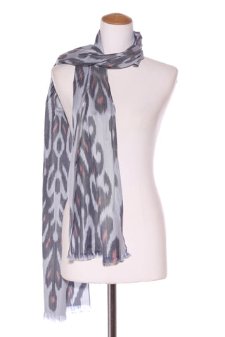 Ikat print raw silk scarf