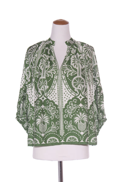WHISTLE (LN) Billow sleeve green print top! 12