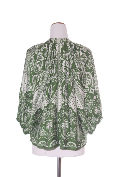 WHISTLE (LN) Billow sleeve green print top! 12
