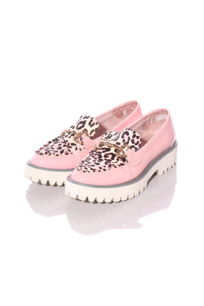 ANDREA BIANI - Pink + leopard platform loafer! 36