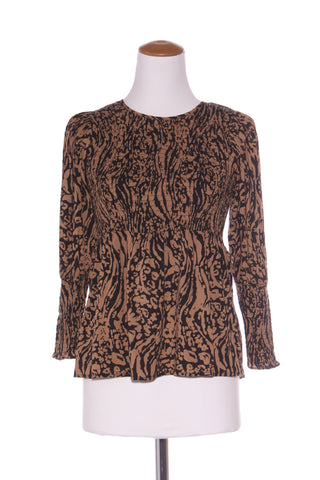 SASS - Shirred detail top - Animal print! 6-8