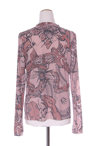 NOM*D (NZ) Mesh top - Pink/grey bug comic print! 14-16