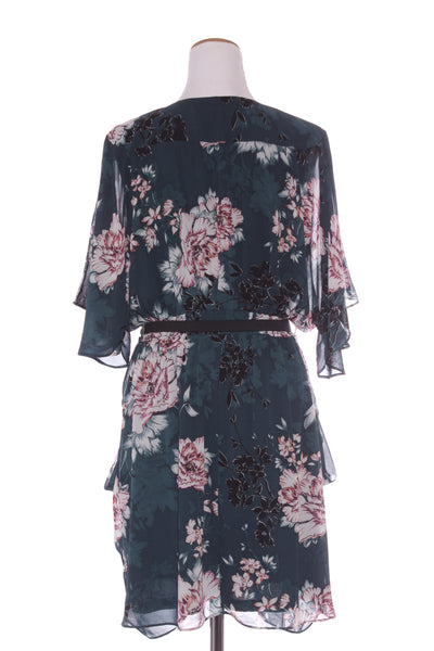 CITY CHIC - Green floral dress + belt! 18