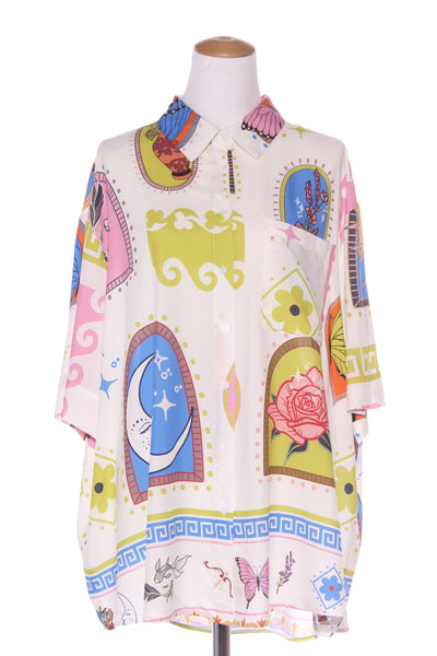 SHE STREET (LN) Oversized printed shirt! 18-20
