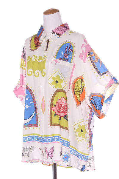 SHE STREET (LN) Oversized printed shirt! 18-20