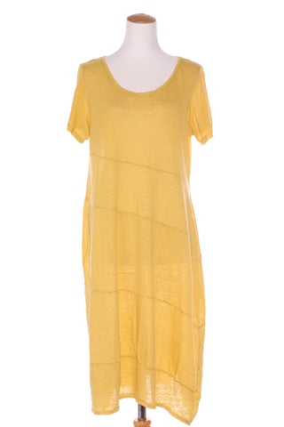 OBI (NZ) Yellow linen diagonal panel dress! 16-18