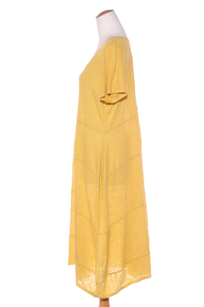 OBI (NZ) Yellow linen diagonal panel dress! 16-18