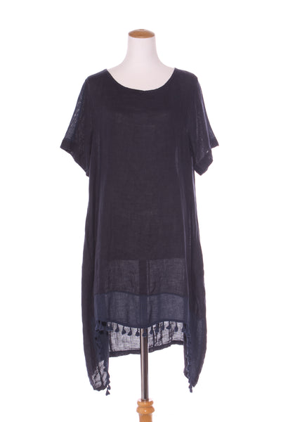 MADE IN ITALY (BN) Navy linen dress! 14