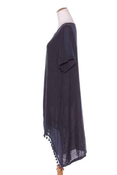 MADE IN ITALY (BN) Navy linen dress! 14