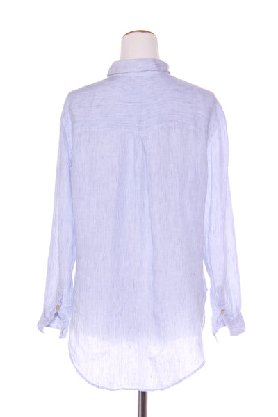 JUST JEANS - Blue pinstripe linen shirt! 10-12