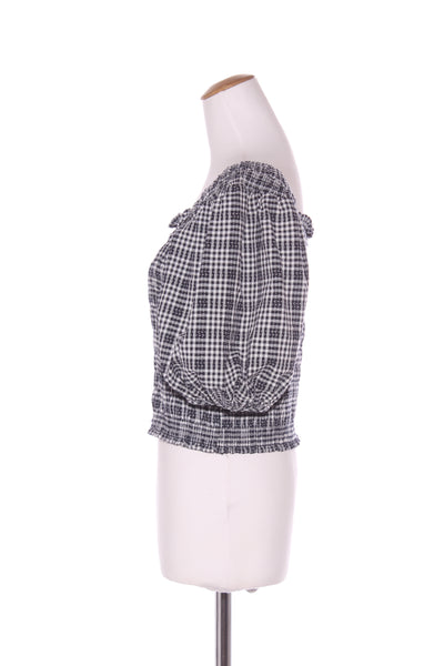 SYLVESTER - Shirred puff sleeve top - Navy gingham! 12