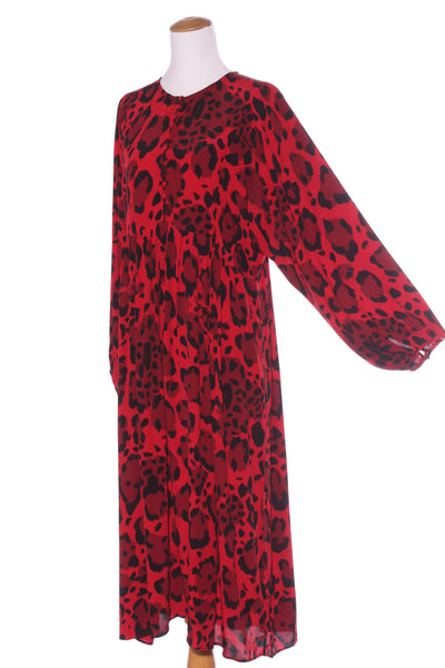 M&S - Red leopard print viscose midi dress! 16