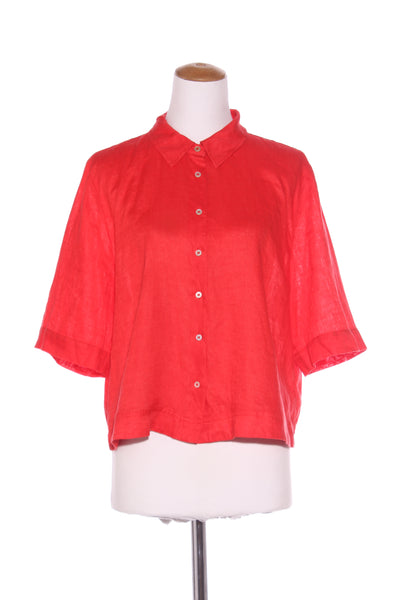SUSSAN (LN) Red linen popover s/s crop shirt! 12