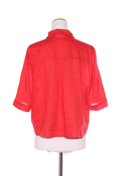 SUSSAN (LN) Red linen popover s/s crop shirt! 12