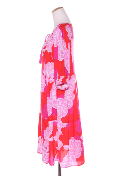 ROCKMANS (LN) Red + pink print billow sleeve dress! 14