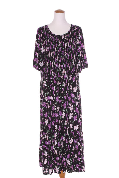 SARA - Purple floral shirred midi dress! 18-22