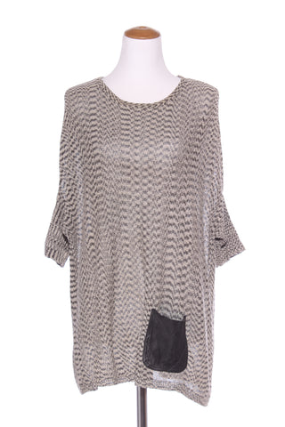 DECJUBA - Leather patch pocket knit top! 12-14