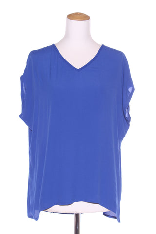 SHINE ON "V' neck woven viscose top - Cobalt! 6-10