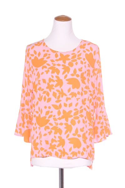 MISTER ZIMI "Maddie" pink + orange floral print top! 14