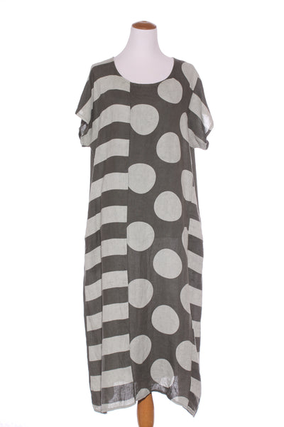 IMAGINE (ITA) Spot + stripe linen midi dress! 14-16