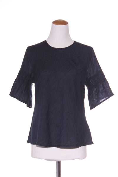 MAX - Linen pleat sleeve detail top - Blue/black! 10