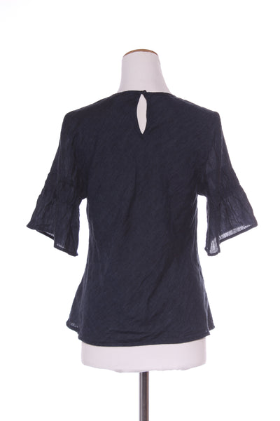 MAX - Linen pleat sleeve detail top - Blue/black! 10