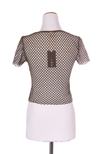 BEYOND HER (BN) "Ruby mesh" khaki top + skirt set! 8-10