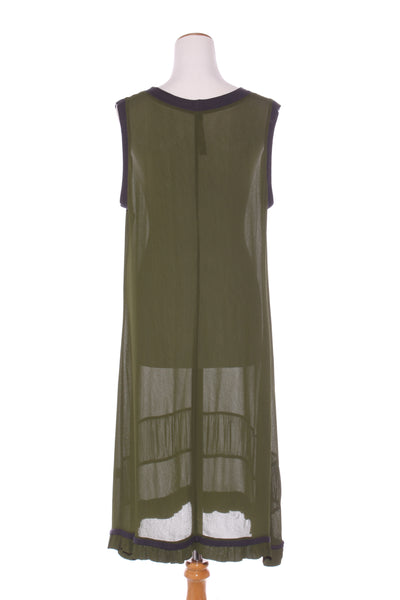 JUNA (NZ) Rib trim sheer viscose dress - Olive! 14