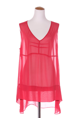 OBI (NZ) Scarlet red chiffon hi-low tank! 16