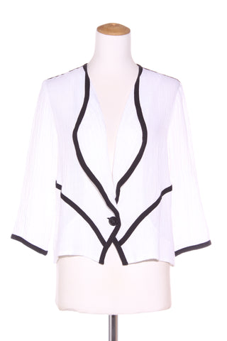 VISAGE (NZ) Textured linen contrast trim jacket! 14