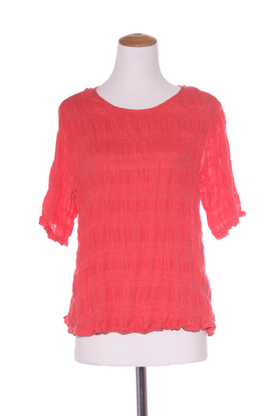 STUDIO CURVE - Shirred embroidered top - Coral! 16