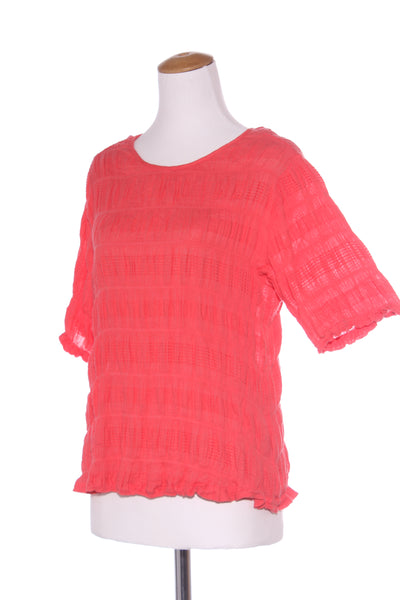 STUDIO CURVE - Shirred embroidered top - Coral! 16
