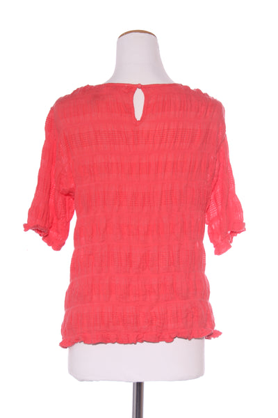 STUDIO CURVE - Shirred embroidered top - Coral! 16